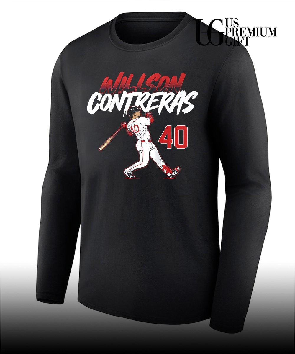 Willson Contreras 40 Boston Red Sox baseball slugger swing number shirt