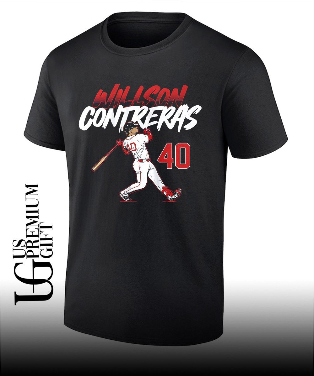 Willson Contreras 40 Boston Red Sox baseball slugger swing number shirt