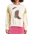 Long Sleeve Crew Neck Sequined Boots Slit Casual Daily T-Shirts