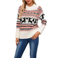 Comfy Casual Elk Print Warm Long Sleeve Basic Knitwear Fall Streetwear T-Shirts