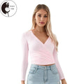 Long Sleeve V Neck SolidFit Tops Clubwear Daily Party T-Shirts