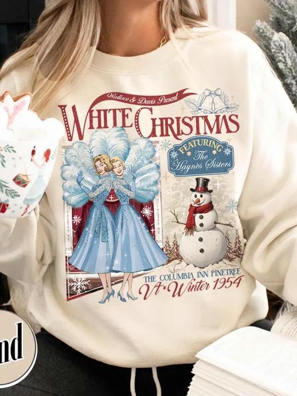 Themed Drop Shoulder Casual Letter Long Sleeve Round Neck Daily Fall & Winter Clothes T-Shirts