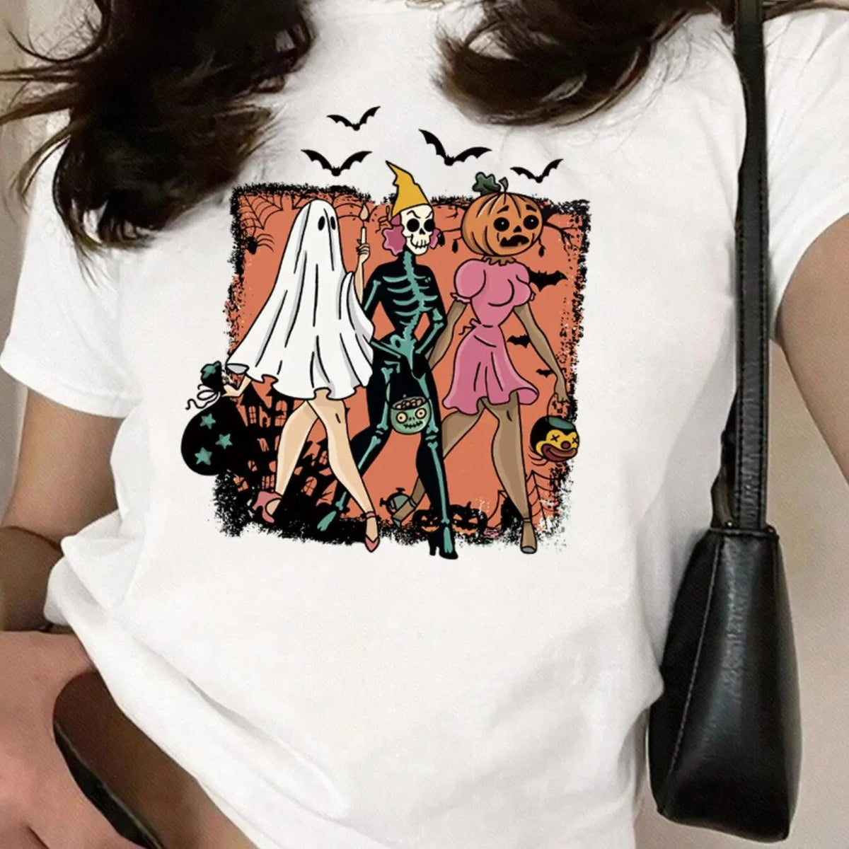 Halloween Themed Round Neck Vintage Casual Short Sleeve Daily Spring & Fall T-Shirts