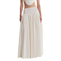 Long Skirt Loose Fitting Elastic Waist Ruched Detail Solid Color Skirt Spring Summer Lady Womenswear T-Shirts