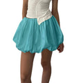 Mini Lantern Skirt Casual Loose Fitting Elastic Waist Solid Color Short Puffball Skirt Summer Lady Womenswear Bottom Underwear T-Shirts