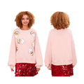Sequin Santa Crew Neck Lantern Sleeve Tops Casual Streetwear T-Shirts