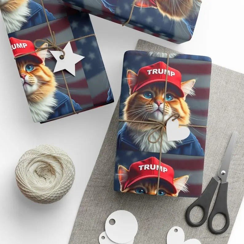 Wrapping Papers MAGA Cat Lover Trump Support Cats Trump Wrap Republican Party Cat Wrap Political Wrapping Paper Patriotic T-Shirts