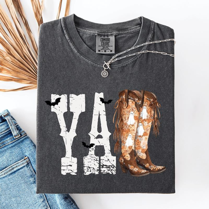 Y'All Cowboy Boots Western Halloween Autumn Fall Comfort Colors T-Shirts