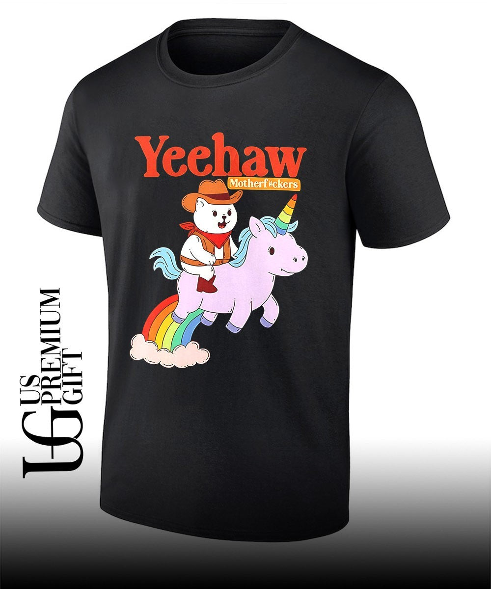 Yeehaw motherfuckers cat riding unicorn shirt