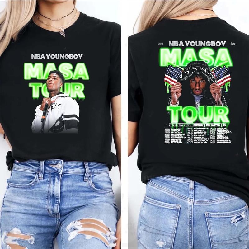 Youngboy MASA Tour Music 2025 Vintage 90s Retro Vintage T-Shirts