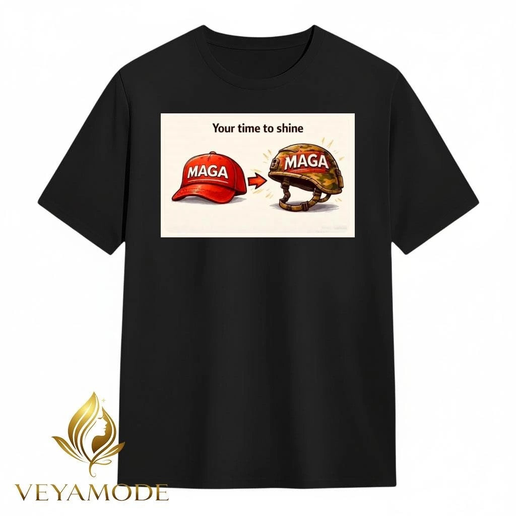 Your time to shine MAGA cap and military helmets tee Unisex , , , Long Sleeve Tee