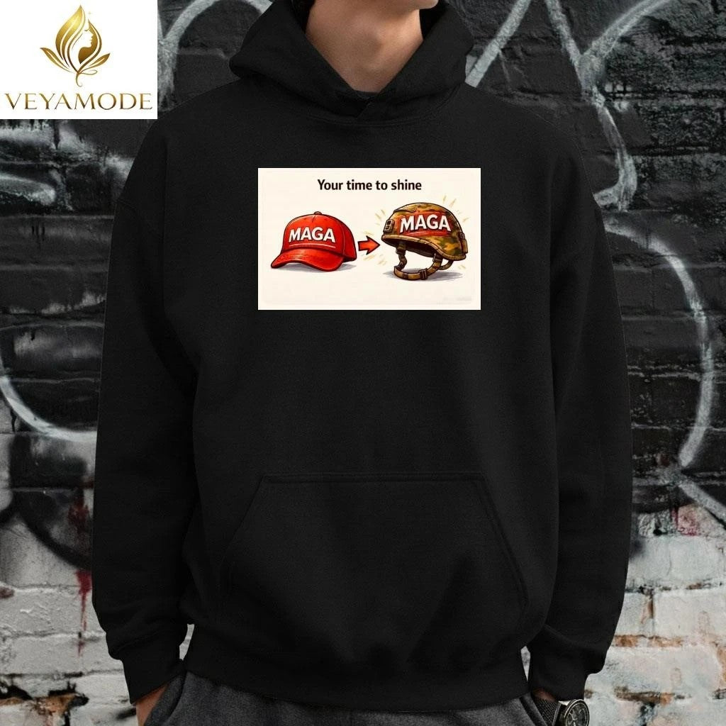 Your time to shine MAGA cap and military helmets tee Unisex , , , Long Sleeve Tee