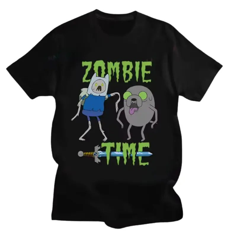 Zombie Time Adventure Vintage Funny Cartoon Cotton Printing Crew Neck Size S 3XL Menswear Top Womenswear Top Underwear Streetwear T-Shirts