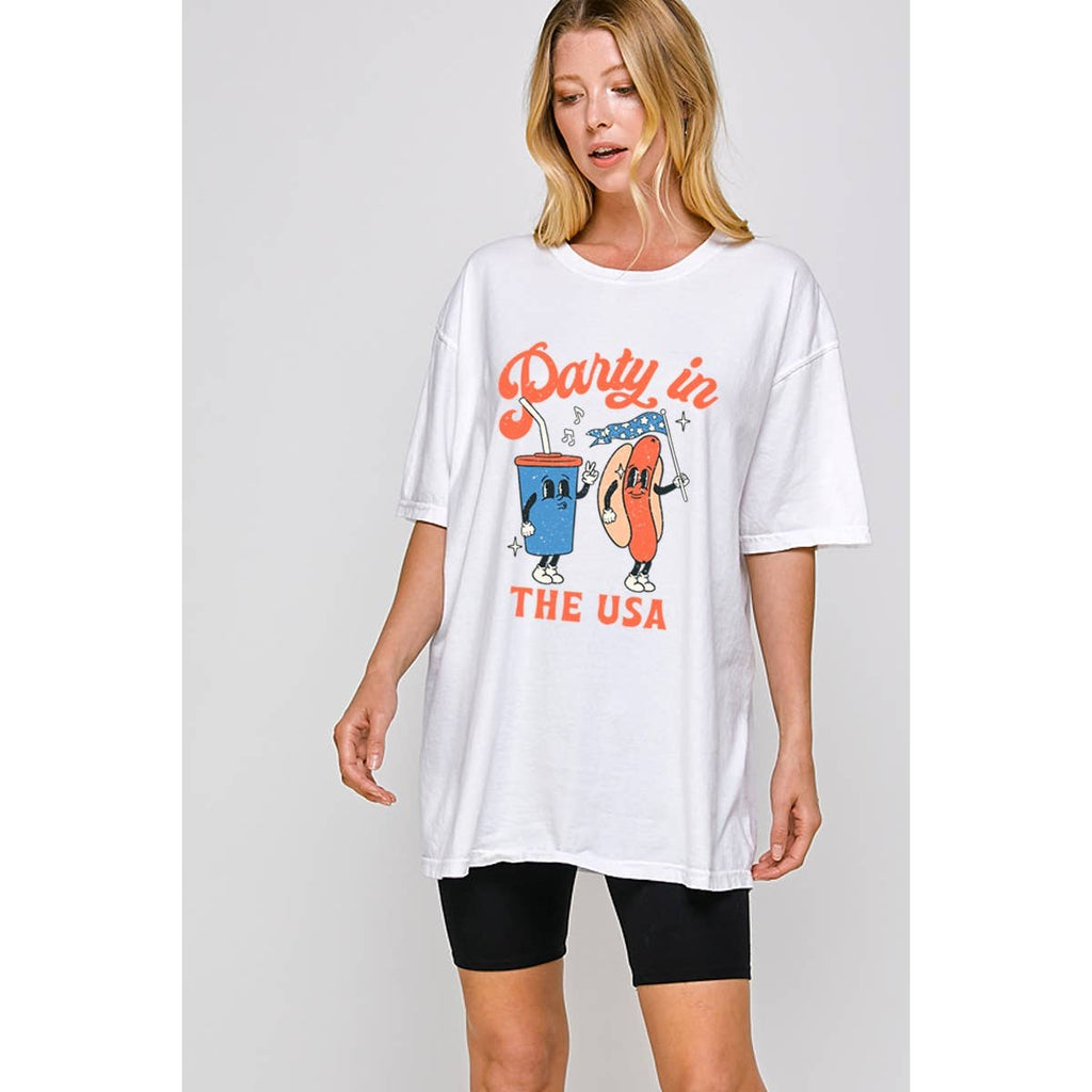 Party in the USA   Graphic  Oversized Tee