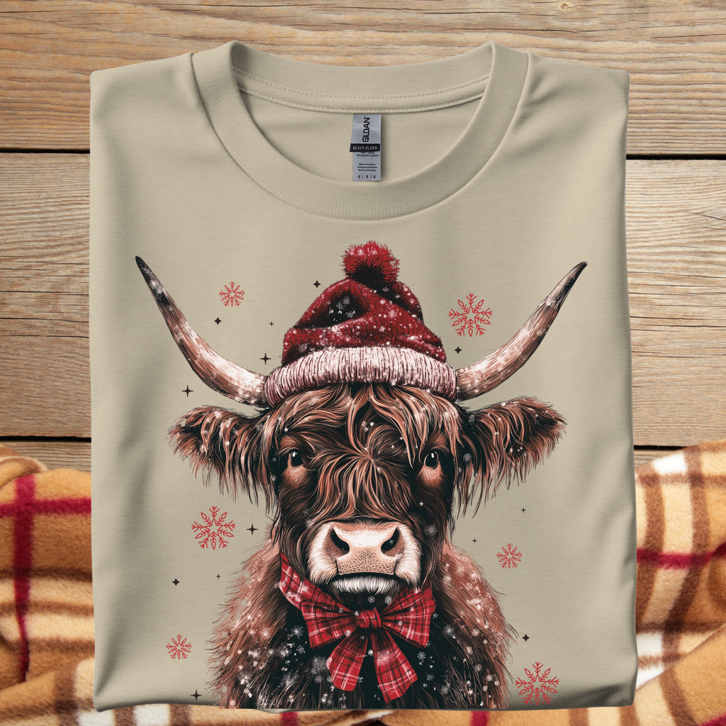 Winter Highland Cow Tshirt