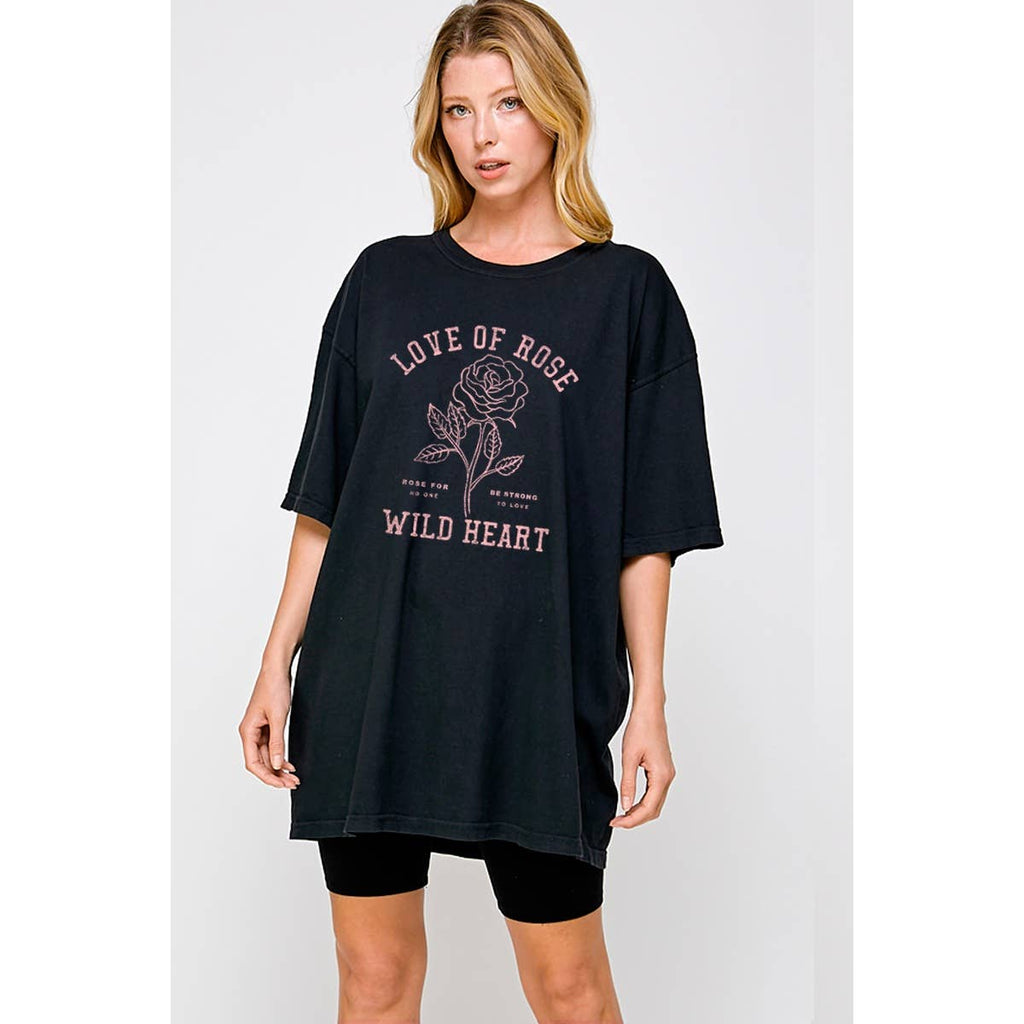 Love of Rose   Graphic Oversized Tee