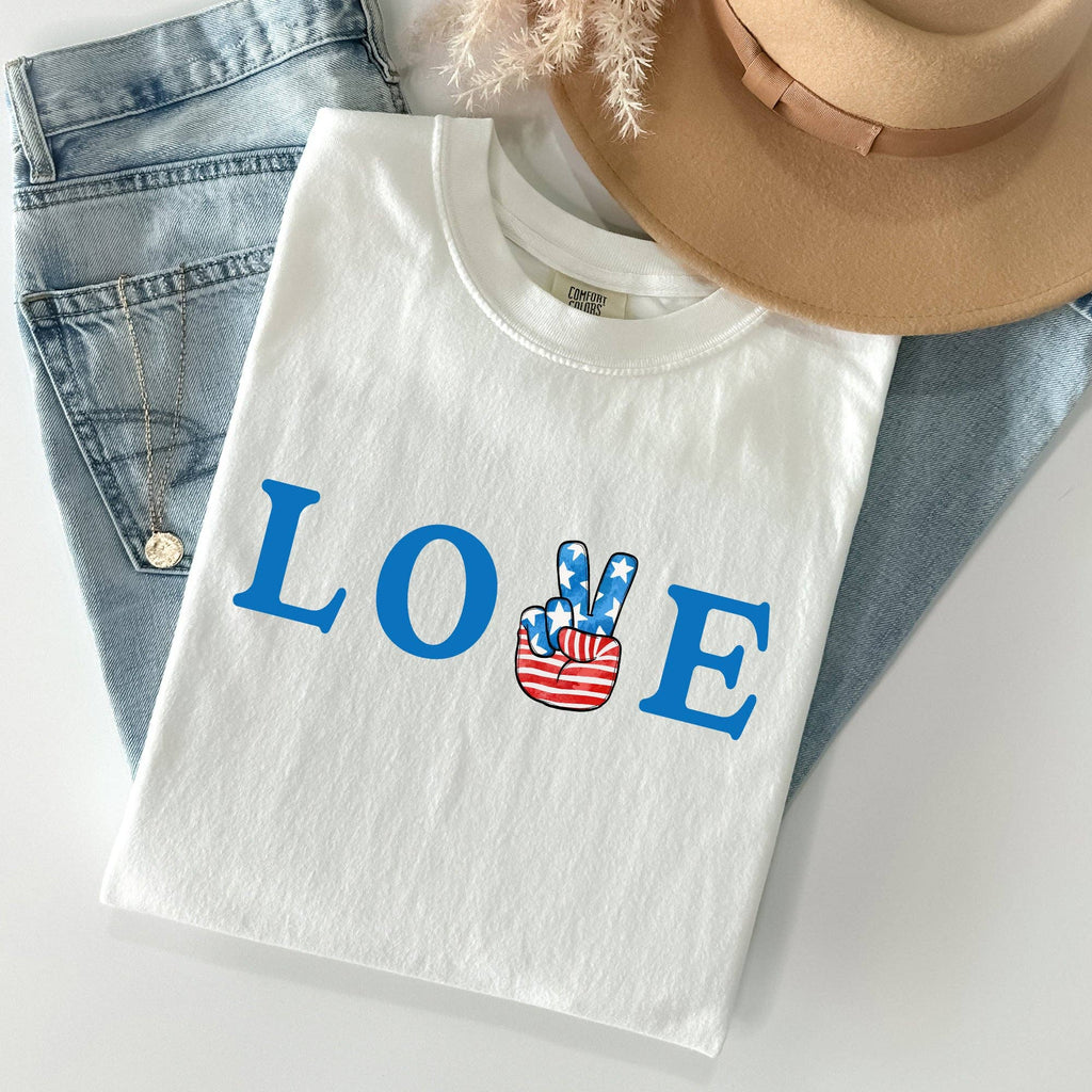 Peace, Love, America, Retro, Patriotic, 4th of July Tshirt