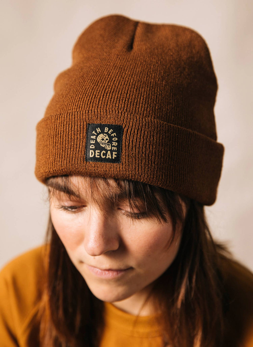 Death Before Decaf Coffee Workwear Beanie Hat