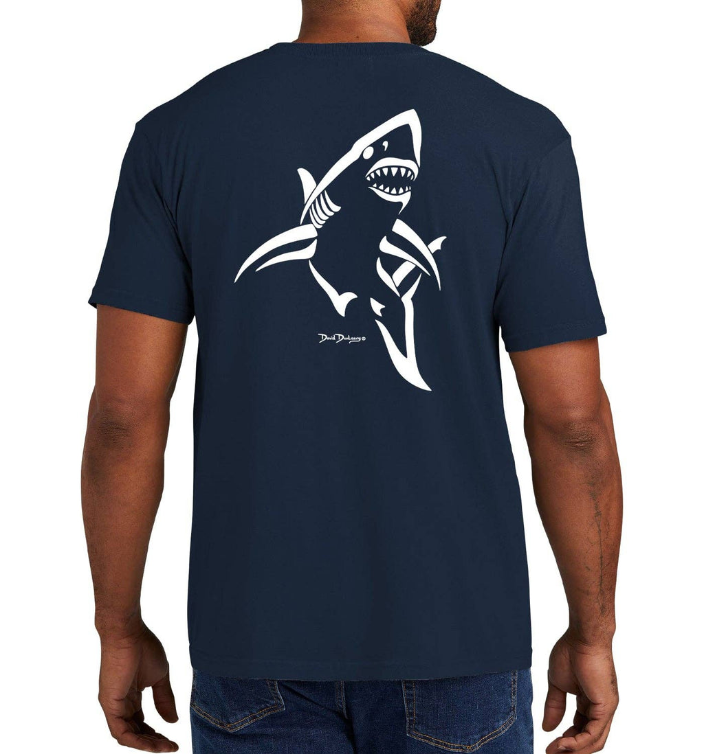 Men's Shark Deco Short Sleeve Garment Dyed True Navy Pocket T-Shirt