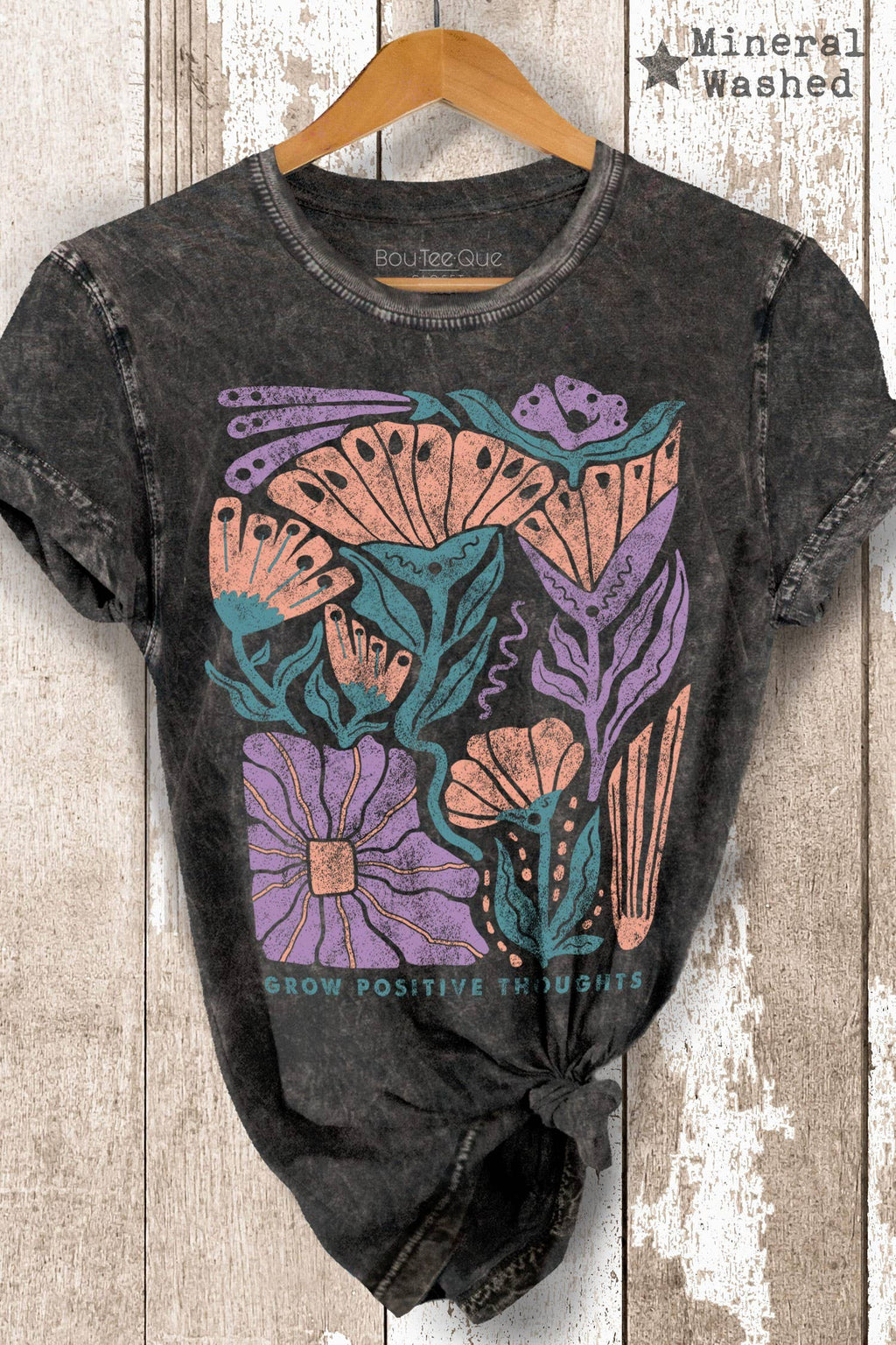 Mb1050 Mt- Mineral Wash Relaxed Fit Graphic Print Loose Top