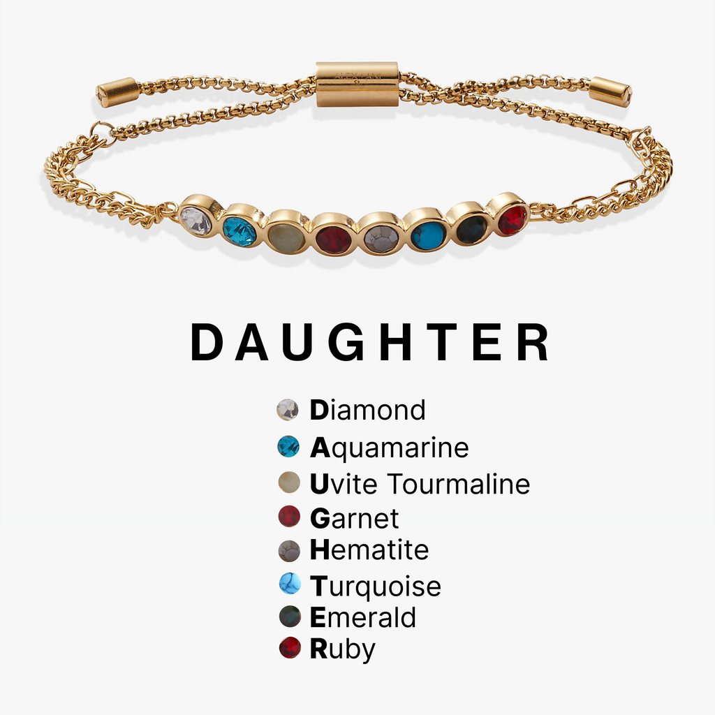 Daughter Hidden Message Acrostic Bolo Bracelet T-Shirts