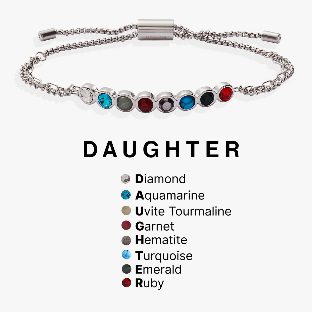 Daughter Hidden Message Acrostic Bolo Bracelet T-Shirts