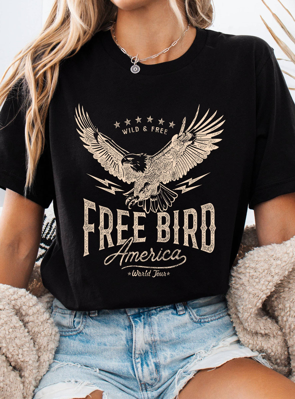 Free Bird America Eagle Graphic Tshirts