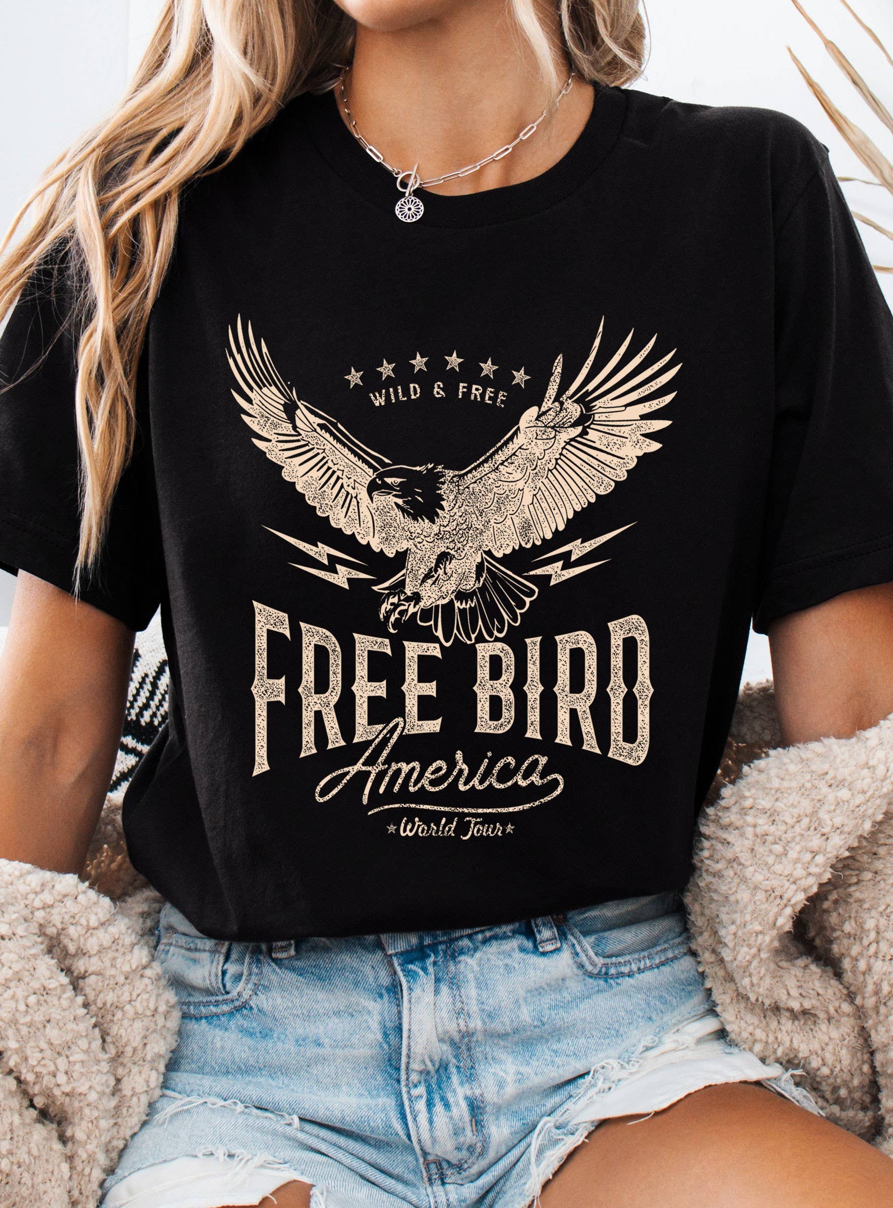 Free Bird America Eagle Graphic Tshirts