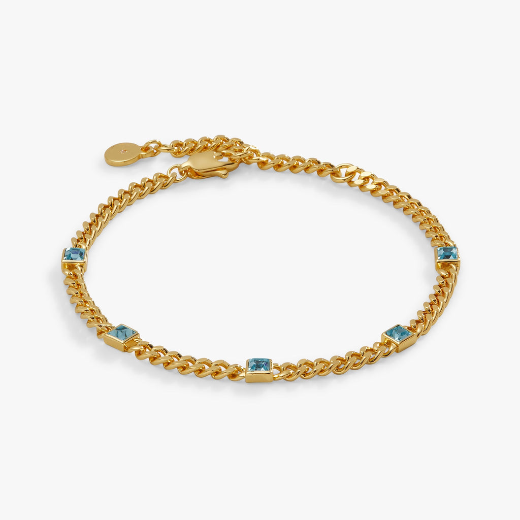 March Birthstone Aquamarine Curb Chain Bracelet T-Shirts