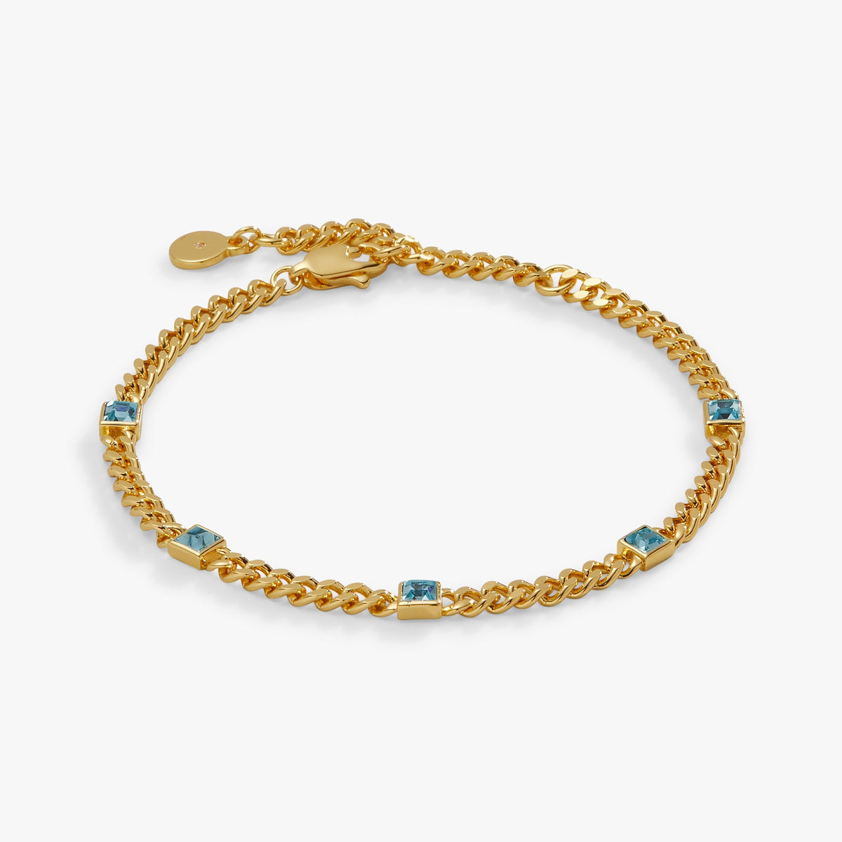 March Birthstone Aquamarine Curb Chain Bracelet T-Shirts