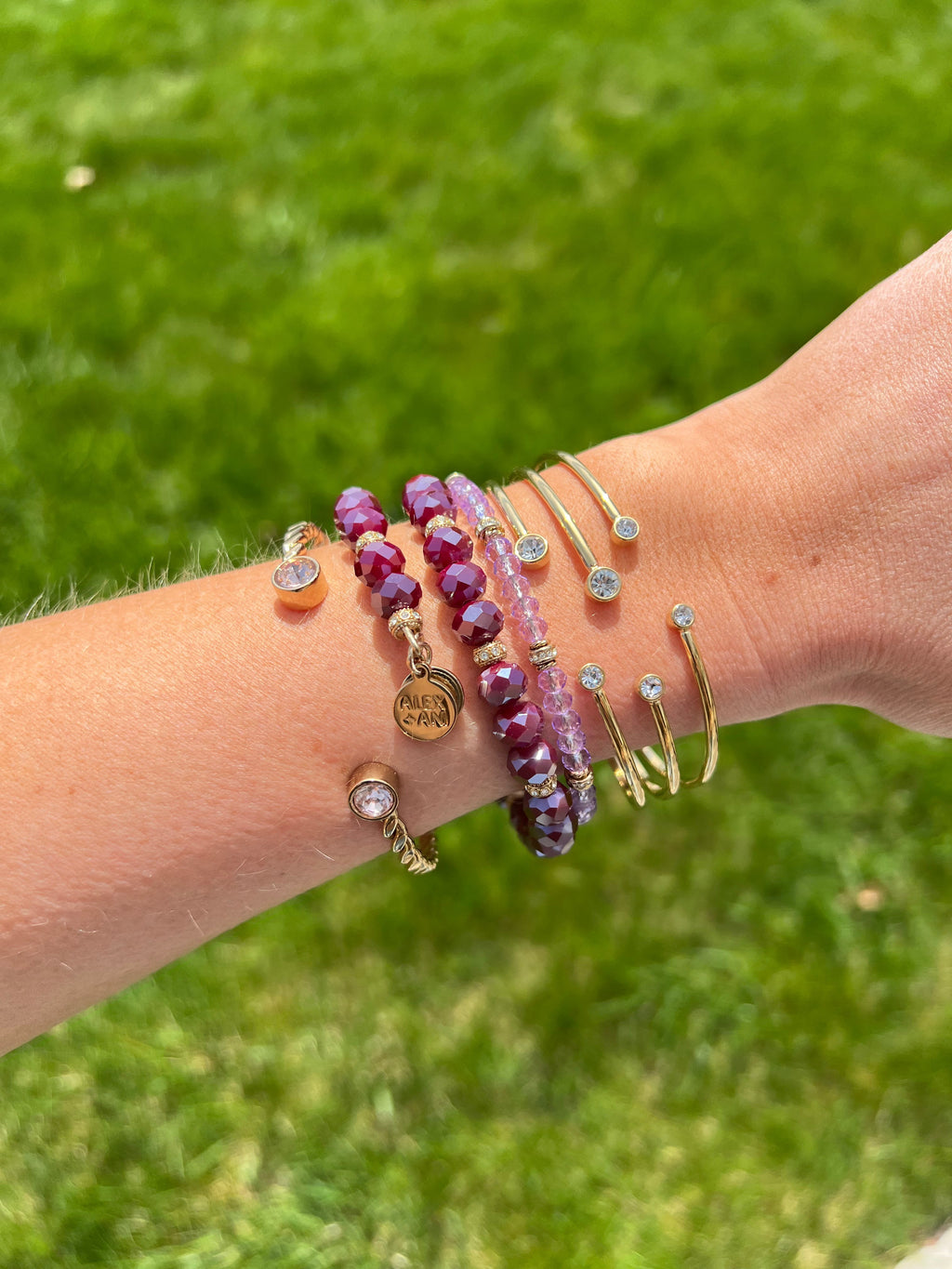 Purple Crystal Beaded Bangle T-Shirts