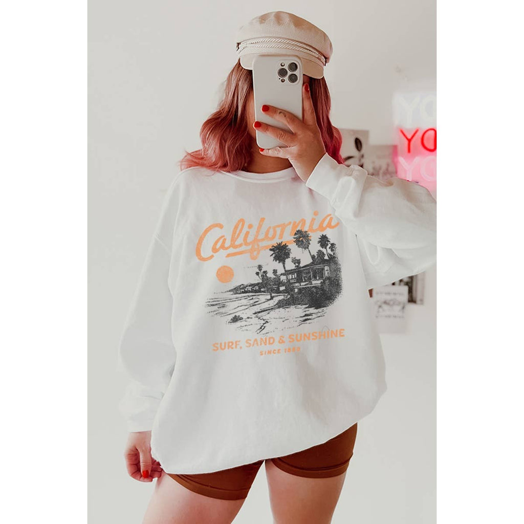 California Beach Sunshine Vintage Graphic  Sweatshirts