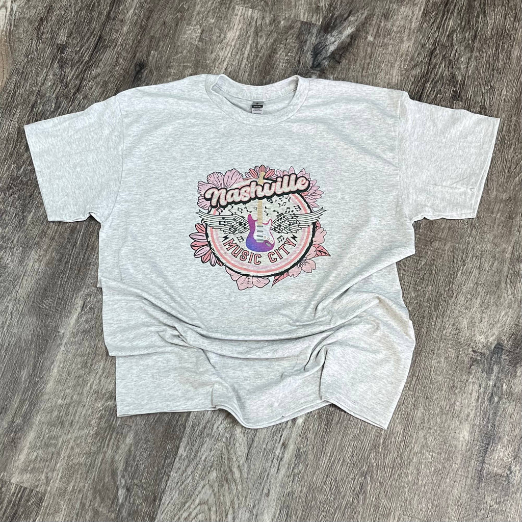 Nashville Music City On Ash Gray Tee