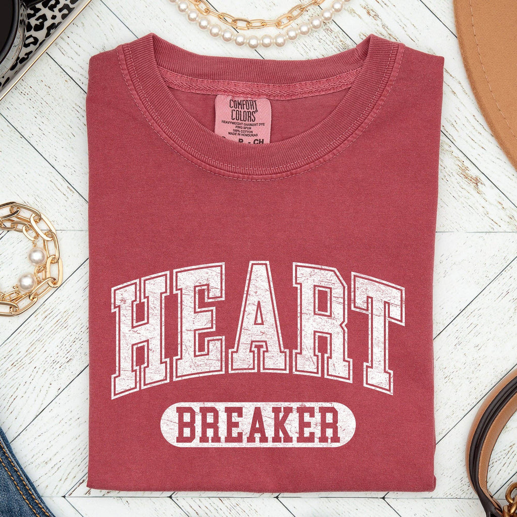 Heart Breaker, Collegiate, Love, Comfort Colors Tshirt, Valentine's Day