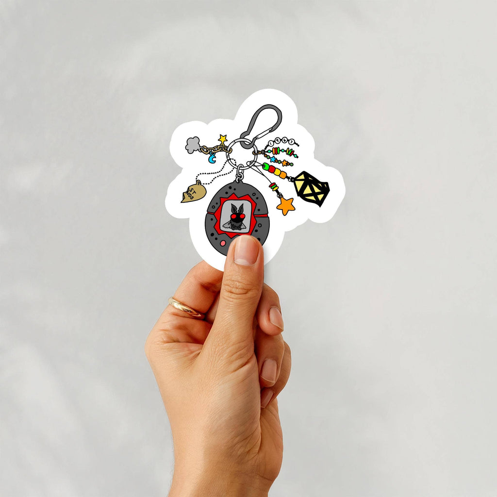 Mothman Virtual Pet 90s Keychain Game Sticker