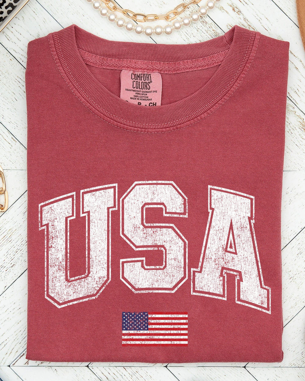 USA, Flag, Collegiate, Varsity, Olympics, Patriotic Shirt