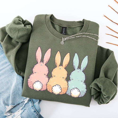 Adorable Bunnies in A Row, Easter, Bunny Rabbit Sweatshirt