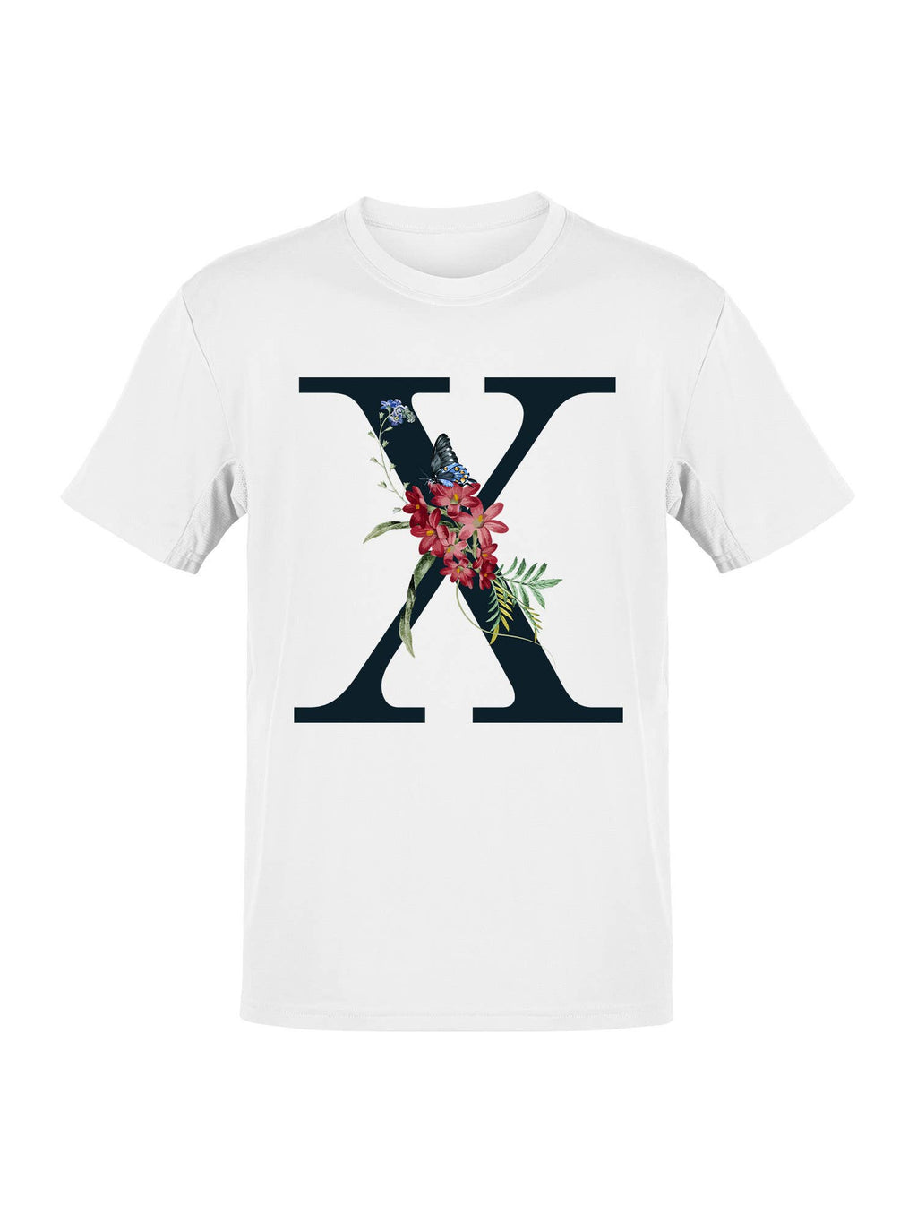 Artistic Floral Letter X with Butterfly Women's T-Shirt
