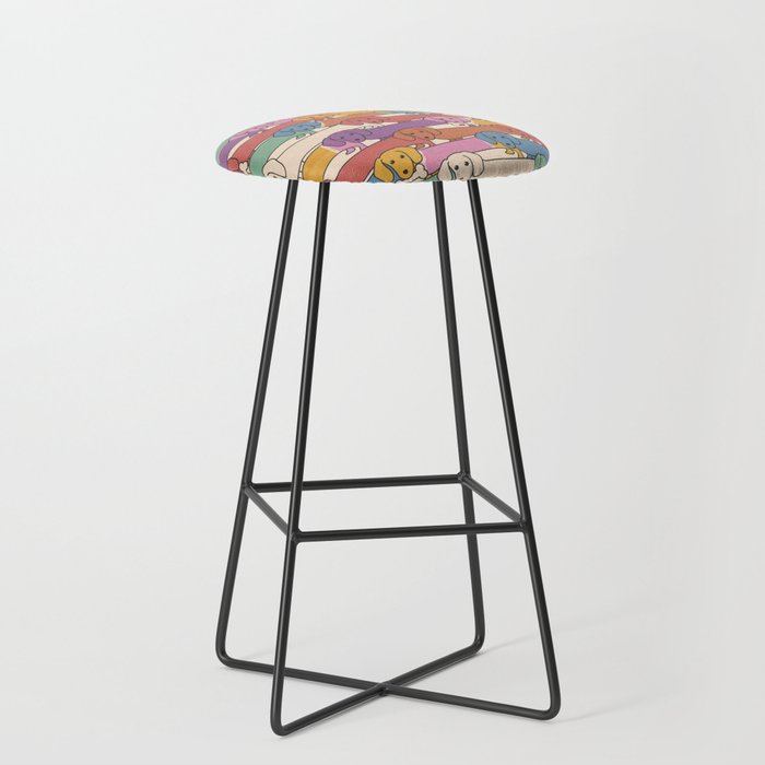 Retro Rainbow Funny Dachshunds Stool Gallery Image 1