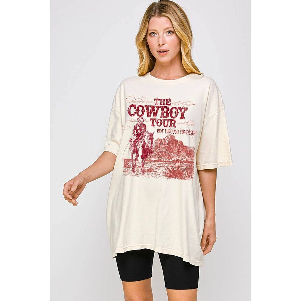 The Cowboy Tour Vintage Graphic Oversized Tee