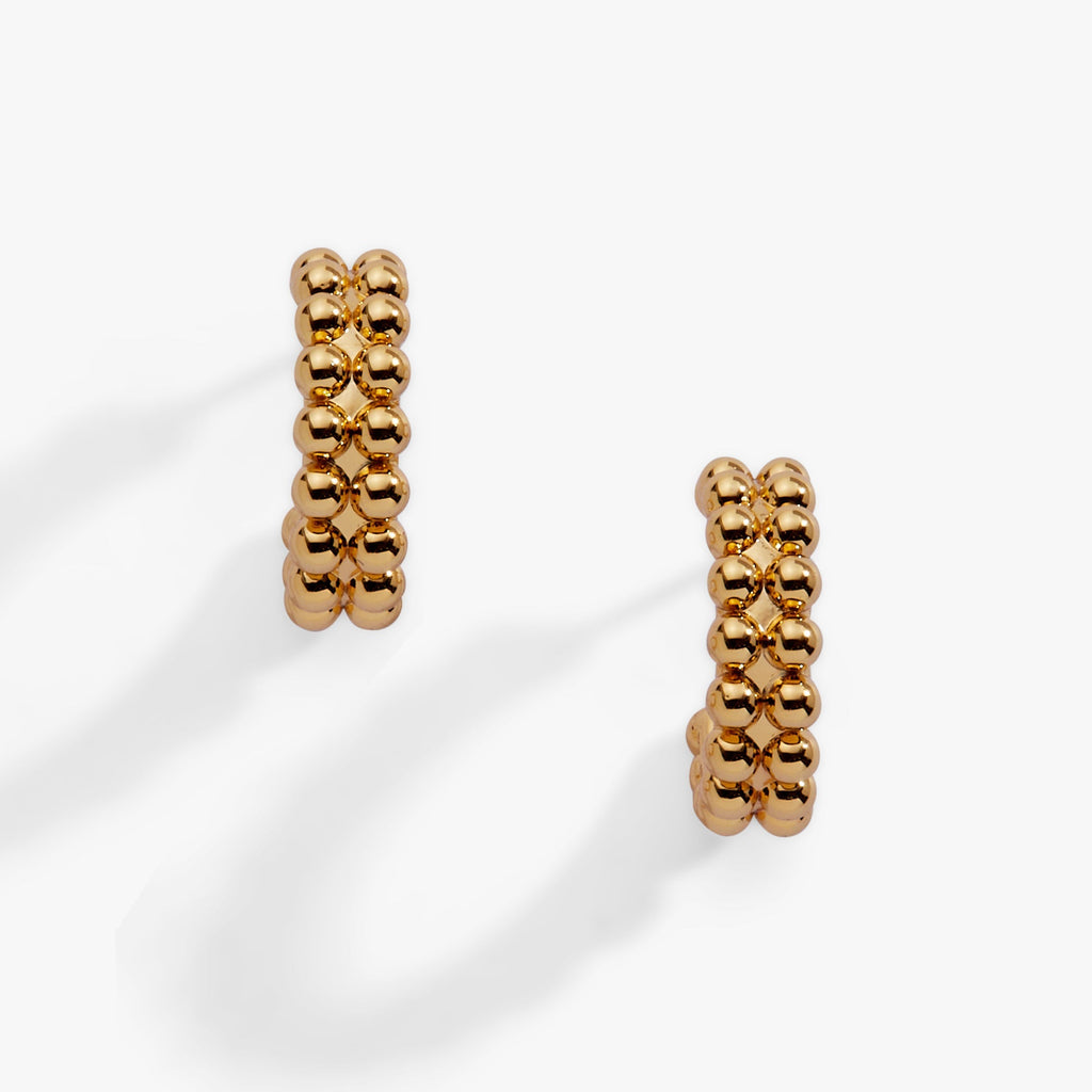 Gold Beaded Huggie Hoop Earring T-Shirts