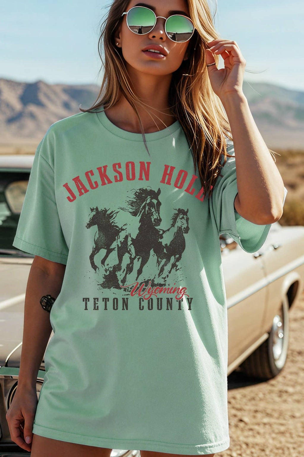Women Horse Graphic Print Short Sleeve Top