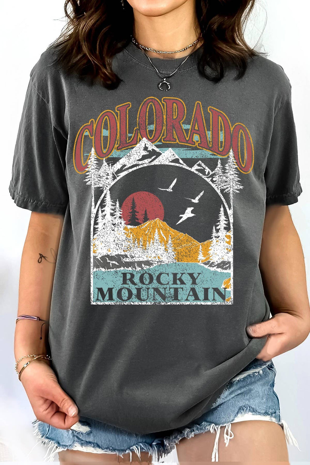 Colorado Graphic Print Short Sleeve Loose Fit Top