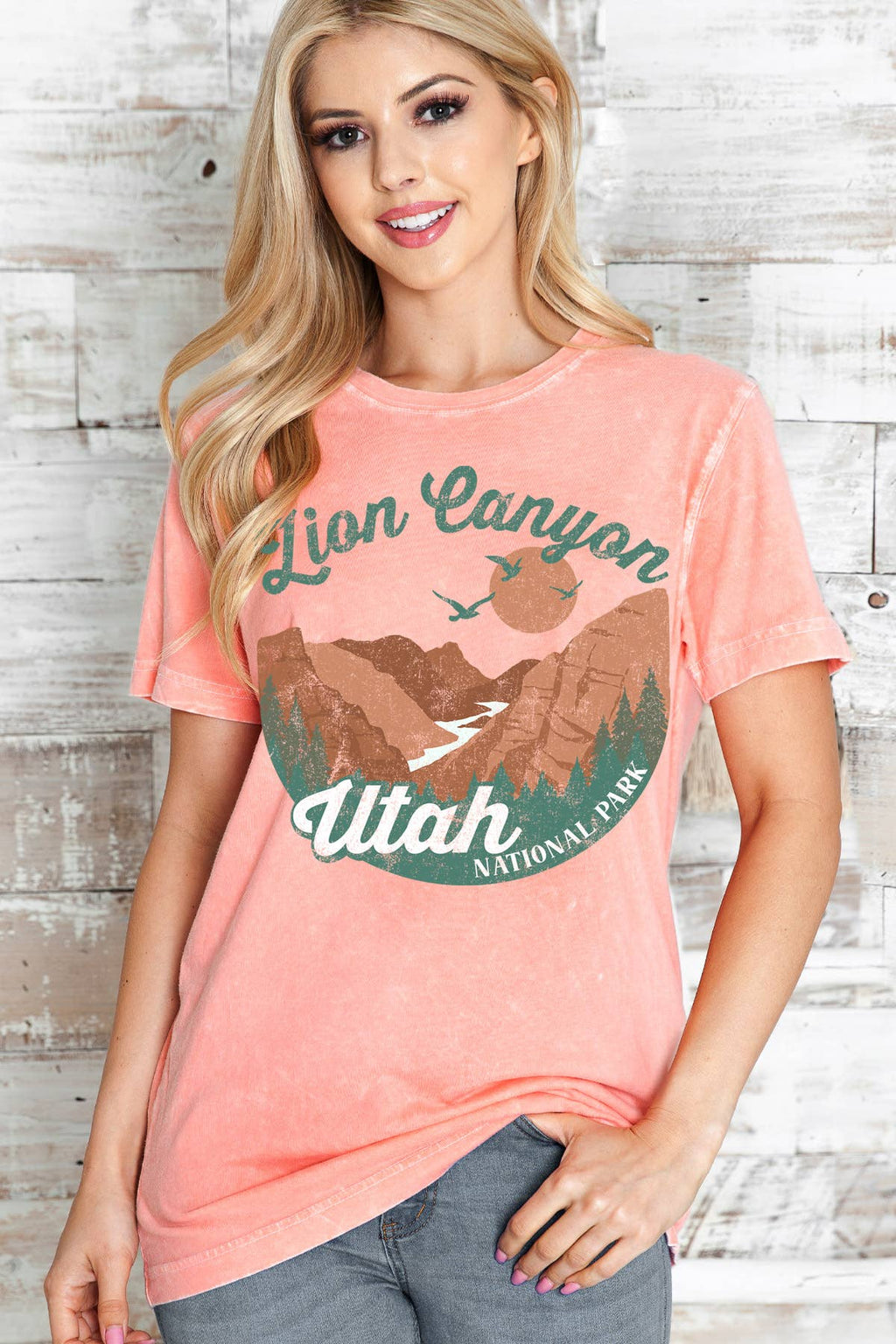 Women Zion Canyon Graphic Print Mineral Wash Top