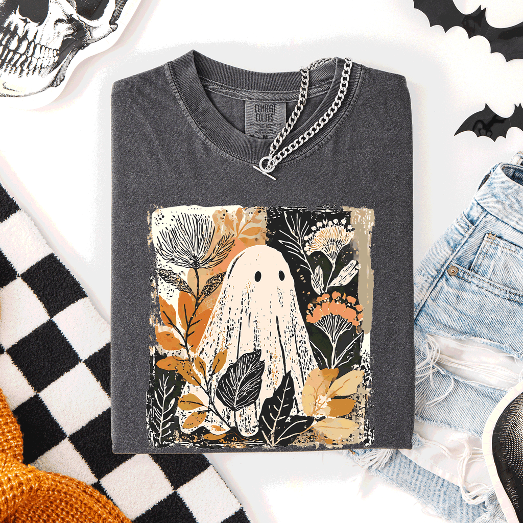 Vintage Ghost Halloween, Botanica Autumn, Fall T-Shirt