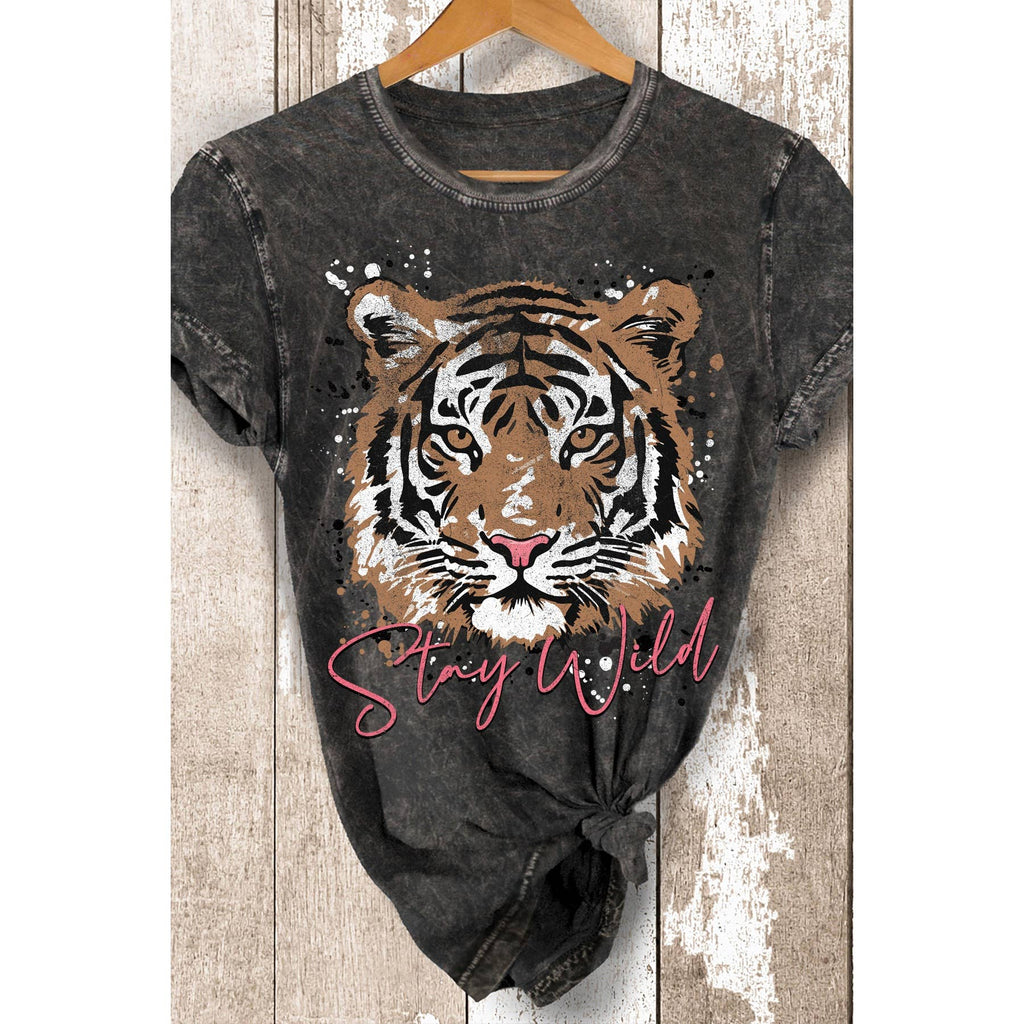 Tiger-Stay Wild Mineral Wash T Shirt