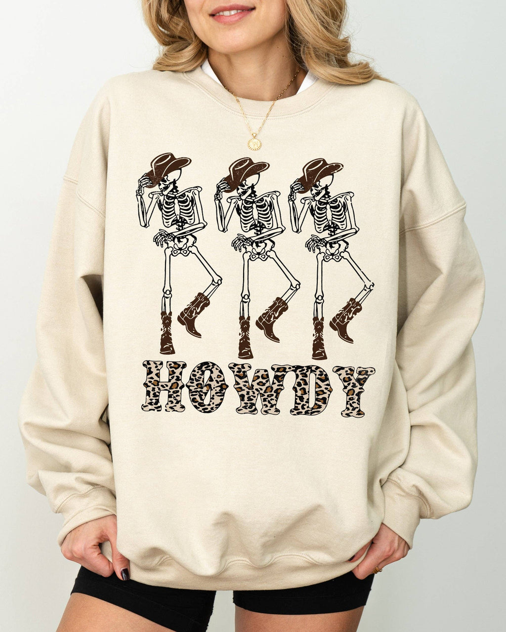 Howdy, Cowboy, Western, Ghost, Skeleton Halloween Sweatshirt