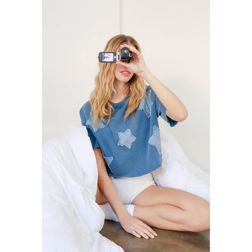 Raw Edge Star Patch Top