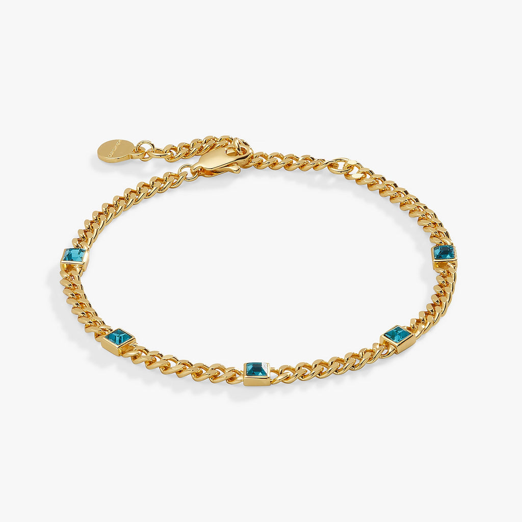 December Birthstone Blue Zircon Curb Chain Bracelet T-Shirts