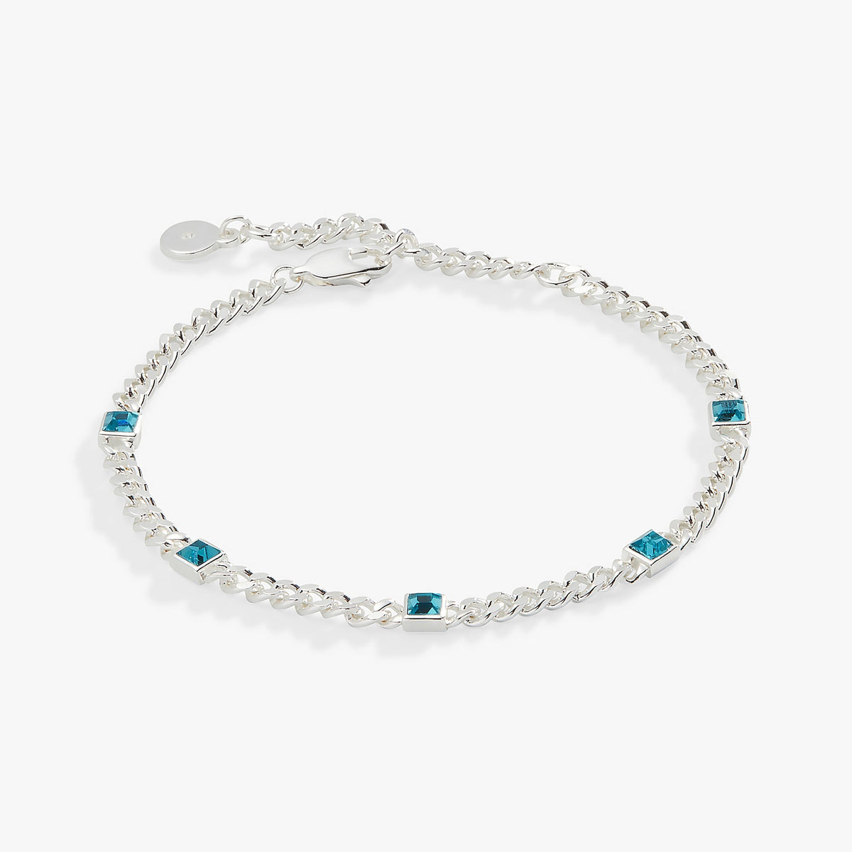 December Birthstone Blue Zircon Curb Chain Bracelet T-Shirts